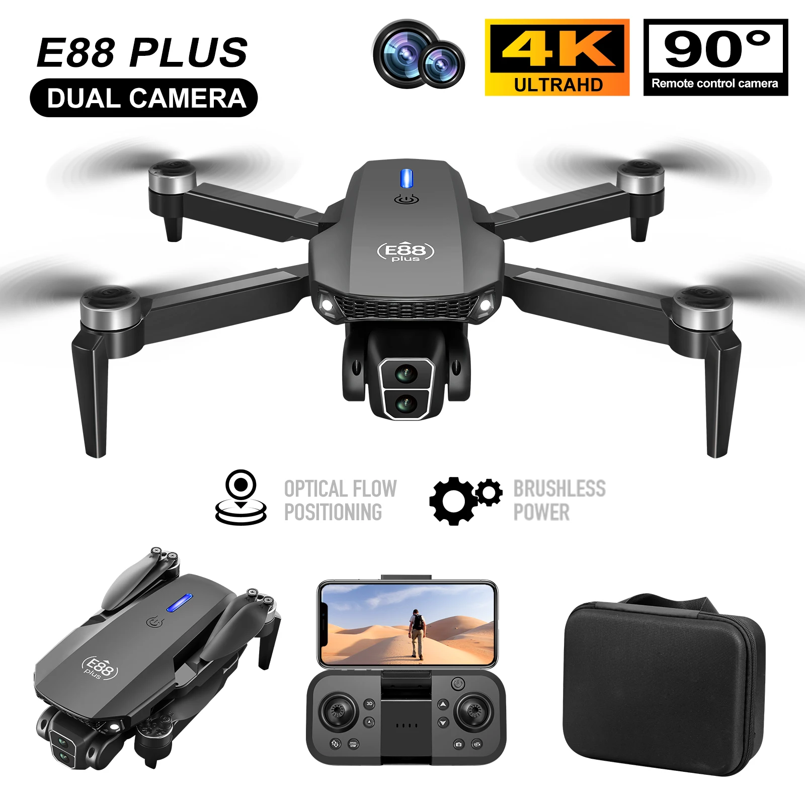 Nouveau drone quadrirotor E88  - Rc Helicopter Electric avis et prix